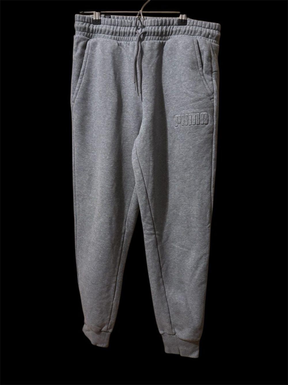Puma Grey Slim-Fit Modern Basics V2 Logo Casual Joggers - Size Medium